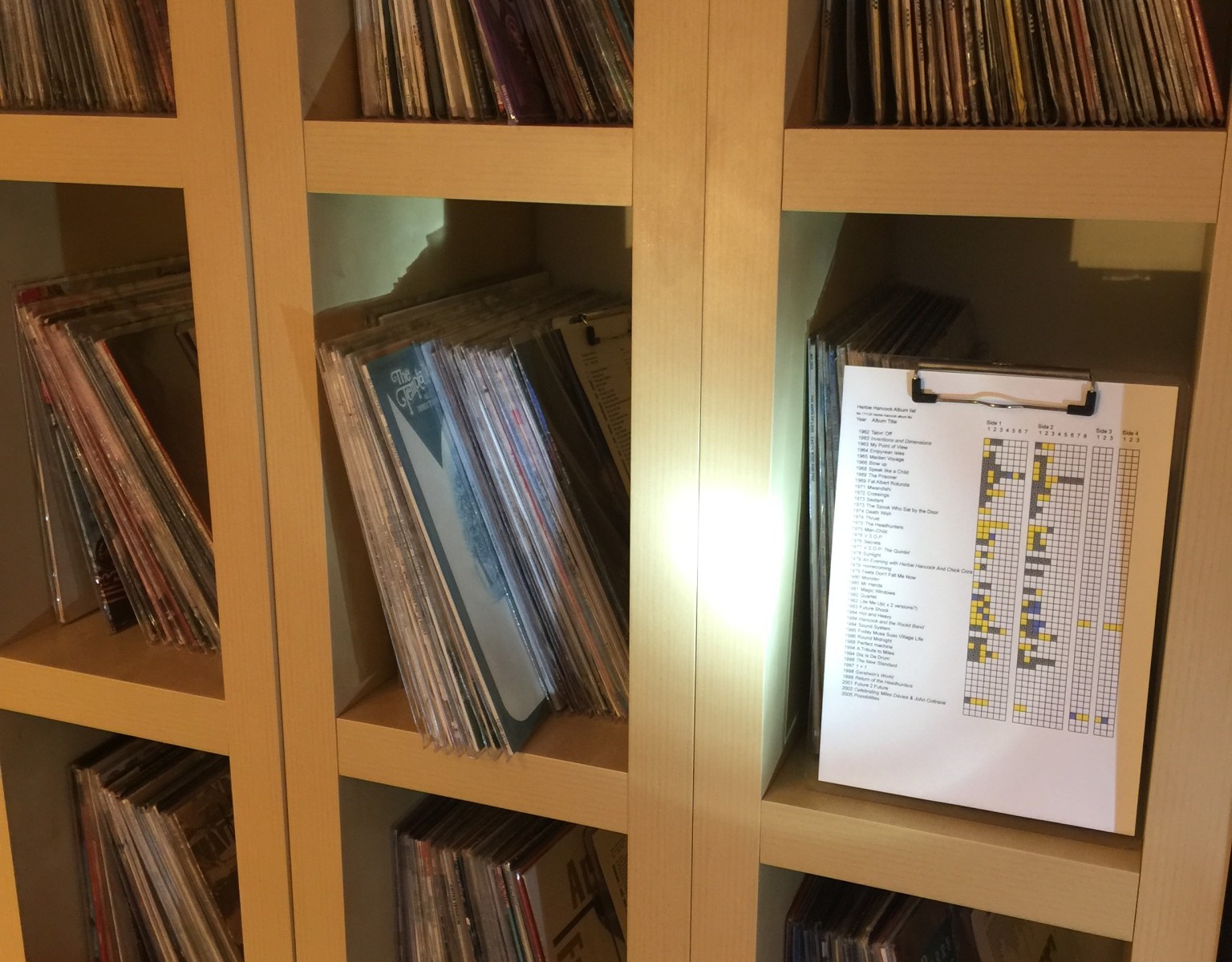 downtechingLONDNON albums on shelves inc spreadsheet